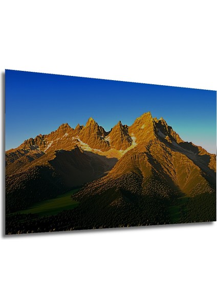 Altın Dağlar Yağlı Boya Görünümlü Dekoratif Ahşap Ev/işyeri/ofis Kare Tablo modelleri