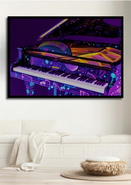 Çerçeve Görünümlü Neon Işıltılı Piyano Modern Sanat Dekoratif Ahşap Ev/işyeri/ofis Kare Tablo