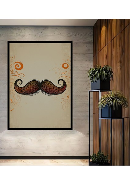 Çerçeve Görünümlü Sakallı Bıyık Yağlı Boya Görünümlü Dekoratif Ahşap Ev/işyeri/ofis Kare Tablo