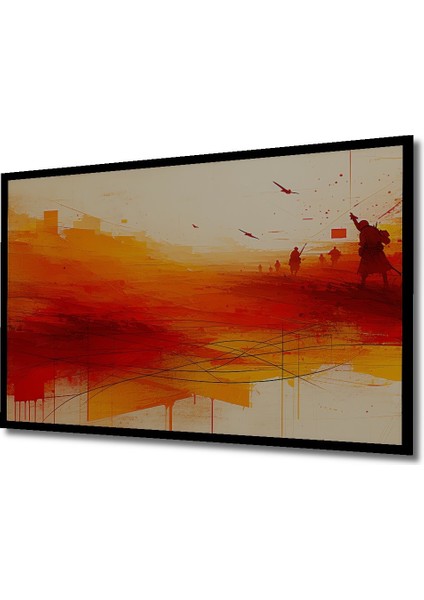 Çerçeve Görünümlü Kızıl Savaş Alanı Yağlı Boya Görünümlü Dekoratif Ahşap Ev/işyeri/ofis Kare Tablo fiyatları