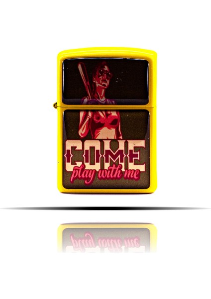 Retro Come Play With Me Sarı Benzinli Çakmak modelleri