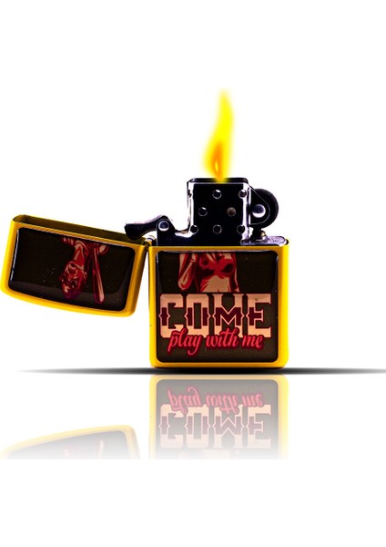 Retro Come Play With Me Sarı Benzinli Çakmak fırsatları