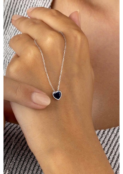 Mavi Taşlı Kalp Minimal Kadın Gümüş Kolye fiyatları