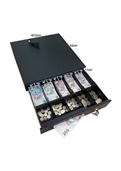 Anahtarlı Para Çekmecesi 41 cm x 40 cm Dayanıklı Toz Boya Kaplama ile