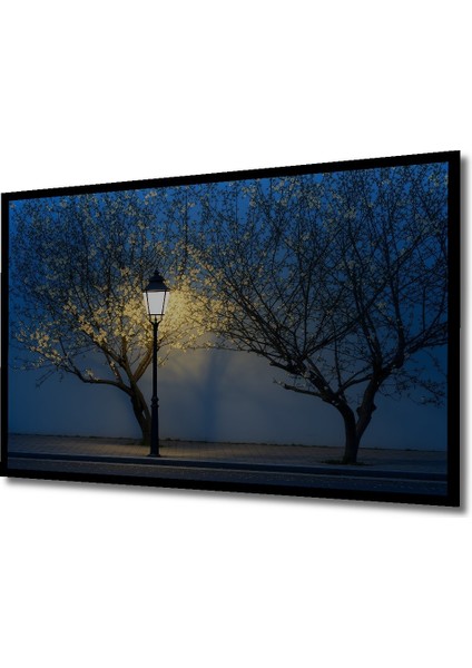 Çerçeve Görünümlü Gece Çiçekleri ve Lamba Yağlı Boya Görünümlü Dekoratif Ahşap Ofis Kare Tablo fiyatları