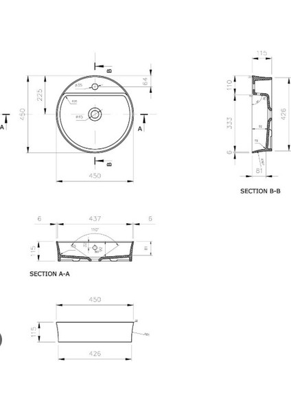 Bocchi Sottile Slim Batarya Banklı Lavabo 45 cm Mat Gri 1599-006-0126 fiyatları