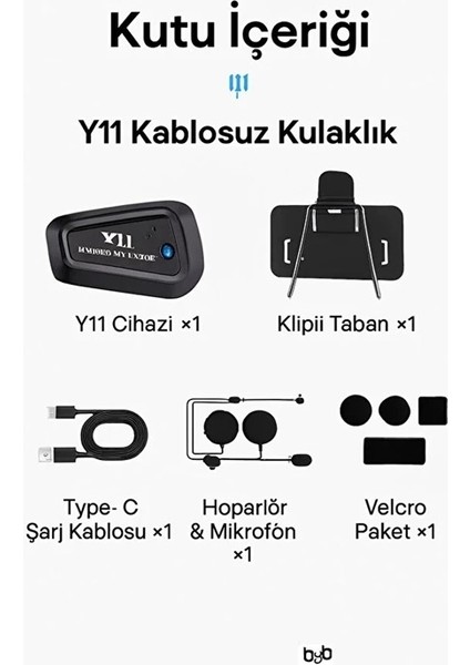 Y11 Bluetooth Kulaklık Mikrofonlu Motosiklet Kulaklığı Intercom Bt 5.3