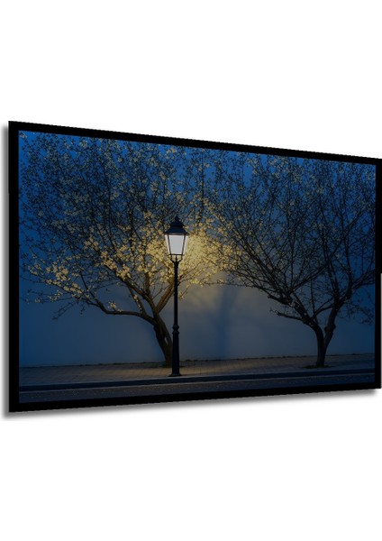 Çerçeve Görünümlü Gece Çiçekleri ve Lamba Yağlı Boya Görünümlü Dekoratif Ahşap Ofis Kare Tablo modelleri