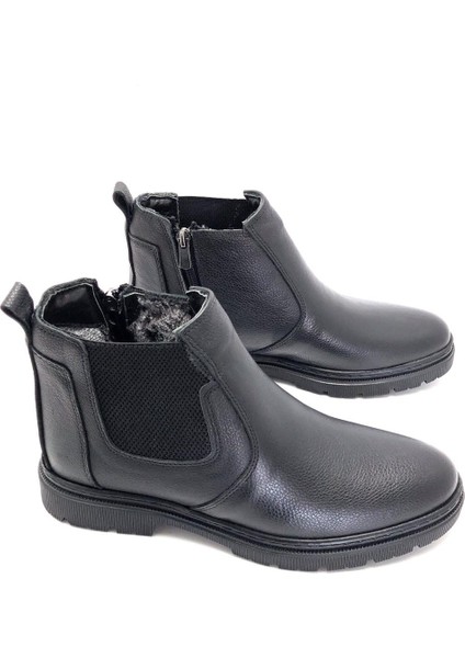 Hakiki Deri Ortopedik Jel Tabanlık Kürklü Kışlık Erkek Bot