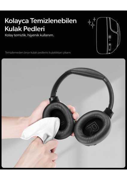 Audio Kulak Üstü P10 Bluetooth Kablosuz Kulaklık - ANC Pro Aktif Gürültü Engelleme + ENC 5 Mikrofon - 40mm Titanyum Sürücü - 60 Saat Pil - iOS & Android EQ App Şeffaf & Gaming Mod - ASD09691 fırsatları