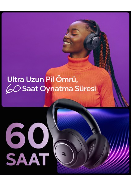 Audio Kulak Üstü P10 Bluetooth Kablosuz Kulaklık - ANC Pro Aktif Gürültü Engelleme + ENC 5 Mikrofon - 40mm Titanyum Sürücü - 60 Saat Pil - iOS & Android EQ App Şeffaf & Gaming Mod - ASD09691
