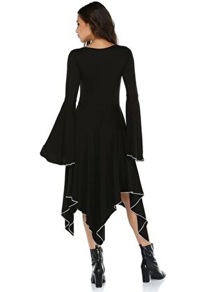 Kadın Asimetrik Elbise İspanyol Kol %95 Viskon Günlük Kullanım için