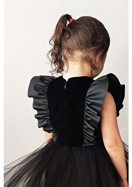 Kız Çocuk Deri Detaylı Tütü Elbise Taç Takım Özel Günler İçin Şık Tasarım fiyatları