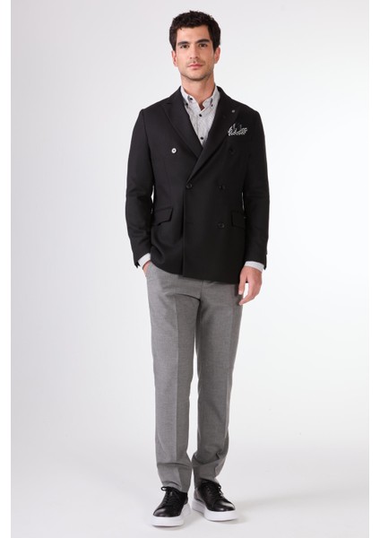 Siyah Kruvaze Slim Fit Erkek Ceket fiyatları