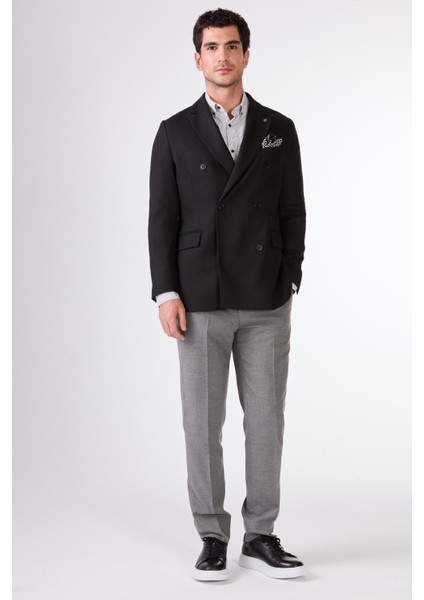 Siyah Kruvaze Slim Fit Erkek Ceket modelleri