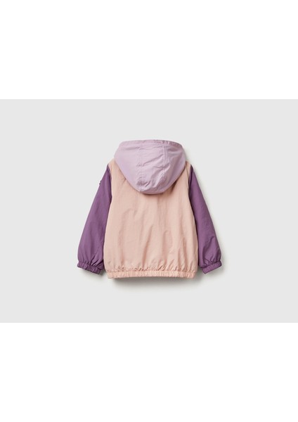 Kız Bebek Beyaz Mix Beli ve Kolu Lastikli Fermuarlı Kapüşonlu Yağmurluk fiyatları