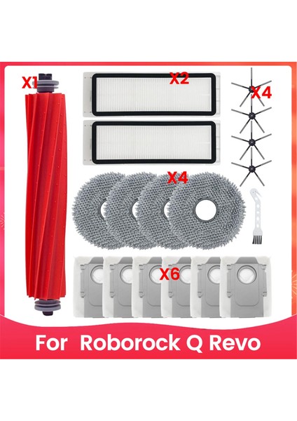 Roborock Q Revo Robot Için Robot Vakum Süpürge Ana Yan Fırça Hepa Filtreleri Toz Torbaları Yedek Parçalar (Yurt Dışından)
