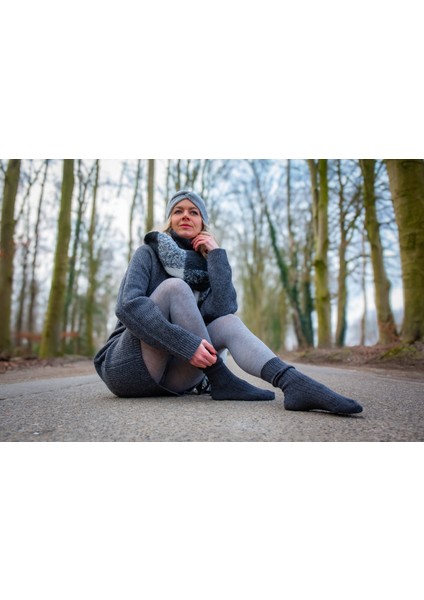 Kadın Kaşmir Yün Çorap - 2'li Paket Gri Ekru (Beden 36-41) modelleri