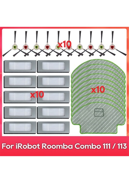 Irobot Romba Combo 111 /113 / R113840 Yan Fırça Hepa Filtre Mop Bezleri Robot Vakum Parçaları Aksesuarları (Yurt Dışından)