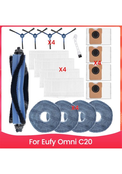 Eufy Omni C20 Vakum Süpürge Yedek Parça Ana Yan Fırça Hepa Filtre Mop Bez Toz Torbaları Için Aksesuar Seti (Yurt Dışından)