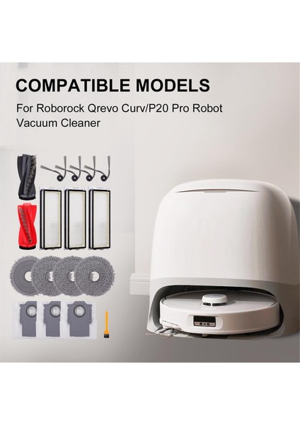Roborock Qrevo CURV/P20 Pro Robot Vakum Temizleyici Aksesuarları Kit Ana Yan Fırça Hepa Filtre Mops (Yurt Dışından) modelleri