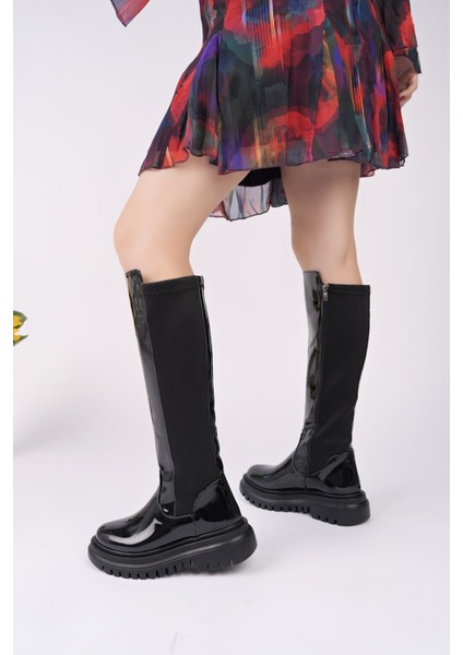 Nerox Kalın Taban Streç Detaylı Fermuarlı Kadın Çizme fiyatları