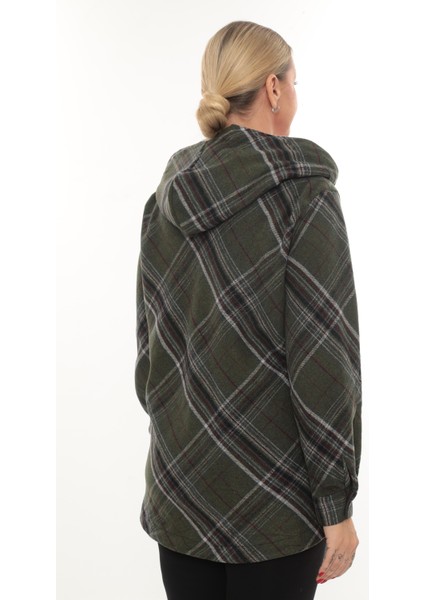 Büyük Beden Rahat Kalıp Kapüşonlu Oduncu Kadın Gömlek Hırka fiyatları