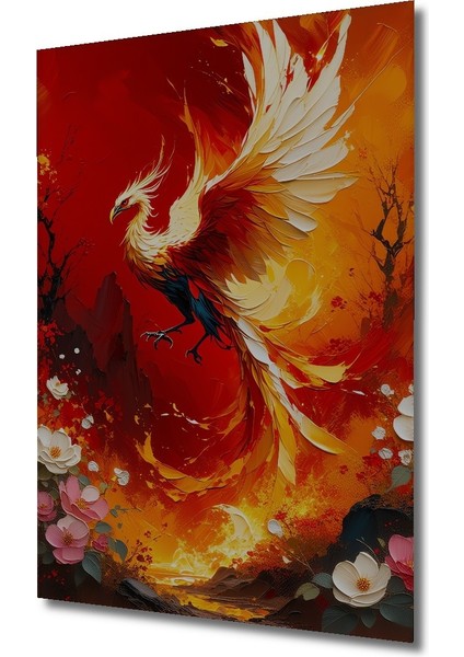 Ateş Kuşu Phoenix Yağlı Boya Görünümlü Dekoratif Ahşap Ev/işyeri/ofis Kare Tablo fiyatları