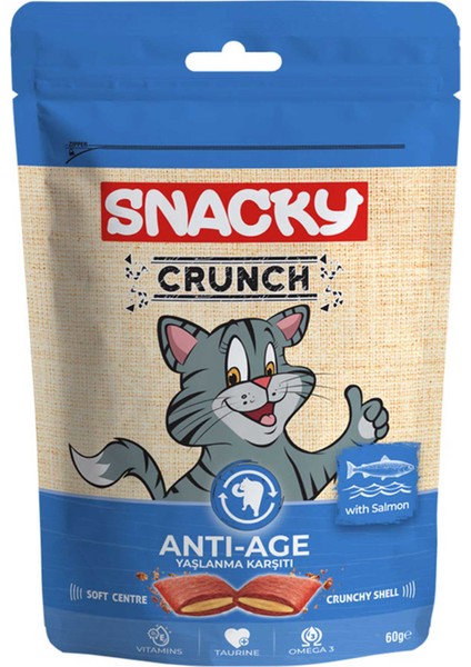 Crunch Anti-Age Yaşlanma Karşıtı Somonlu Kedi Ödül Maması 60GR