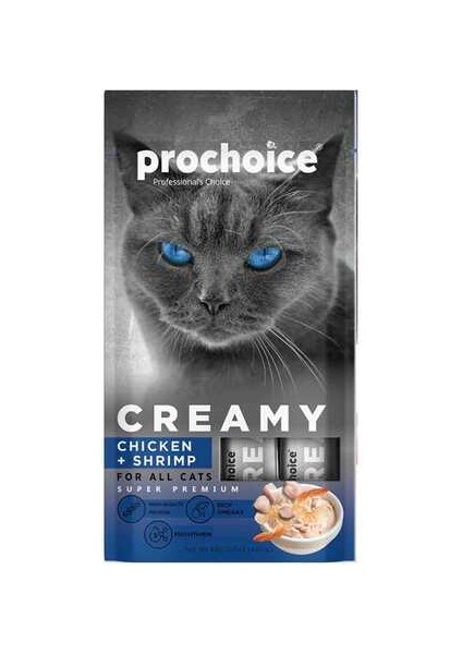 Prochoice Creamy Tavuklu ve Karidesli Krema Kedi Ödül Maması 4X15GR
