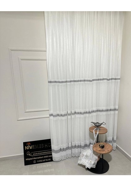 Nivemeshome Keten Maya W011905.804 1/2,5 Sık Pileli Tül Perde Apm