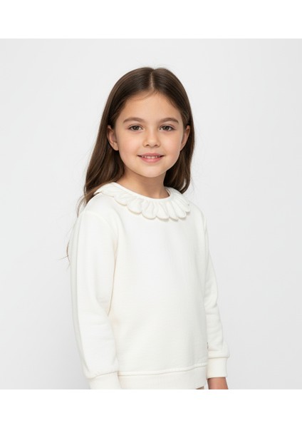 Fırfır Yaka Detaylı Kız Çocuk Sweatshirt