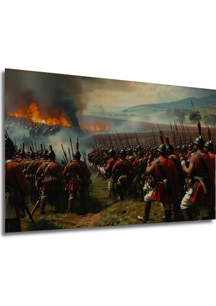 Tarihi Savaş Alanı Yağlı Boya Görünümlü Dekoratif Ahşap Ev/işyeri/ofis Kare Tablo modelleri