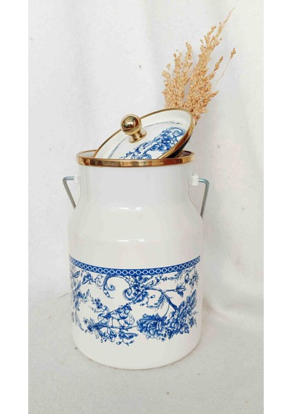 Blue Blanc Emaye Otantik Bakraç 2 Litre 12 cm Çap Süt Yoğurt Bakliyat Çay Şeker Bakracı