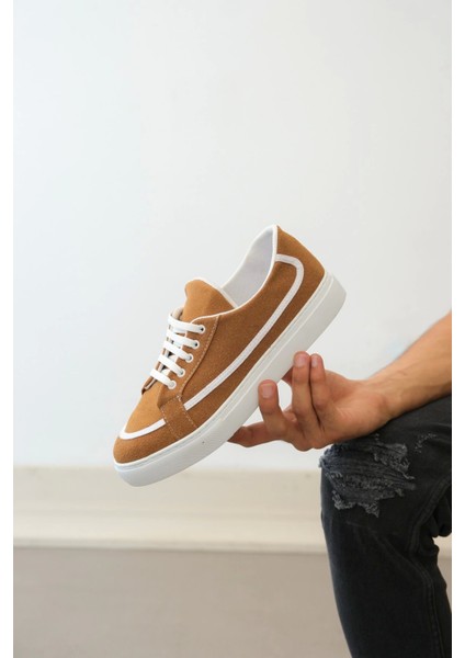 BA0351 Boa Bağcıklı Deri Tozu Günlük Taba Renk Spor Ayakkabı