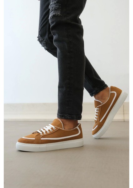 BA0351 Boa Bağcıklı Deri Tozu Günlük Taba Renk Spor Ayakkabı