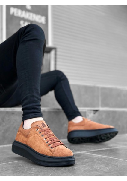 BA0547 Boa Kalın Yüksek Taban Taba Süet Bağcıklı Spor Erkek Ayakkabı modelleri