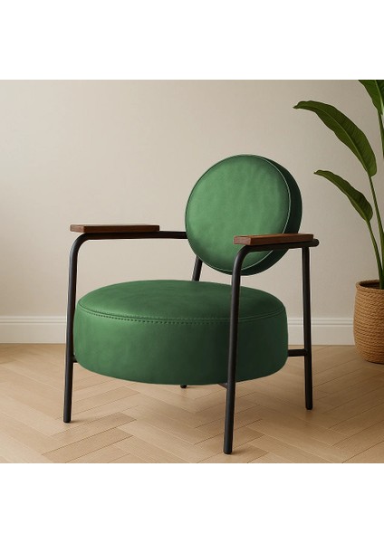 Venüs Modern Berjer Tekli Koltuk - Ofis Koltuğu - Metal Ayak - Yeşil