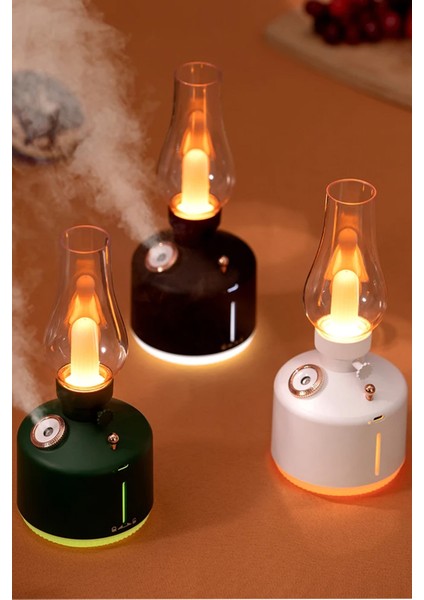 Vintage Şarjlı Gece Lambası Hava Nemlendirici Buhar Makinesi 280ML Retro Kamp Işık Kamp Lambası indirimleri