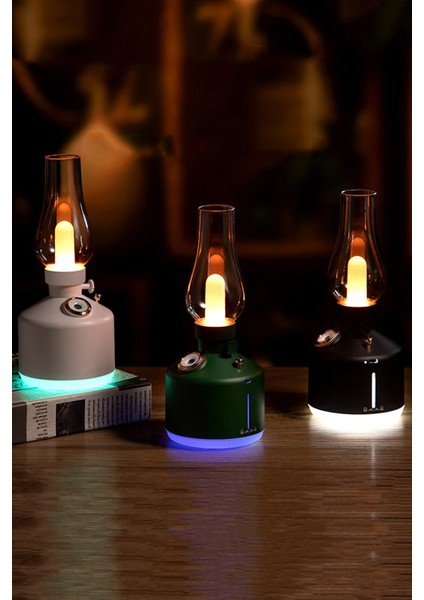 Vintage Şarjlı Gece Lambası Hava Nemlendirici Buhar Makinesi 280ML Retro Kamp Işık Kamp Lambası