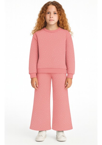 Kız Çocuk Küçük Taş Işlemeli Alt Üst Takım AK13595
