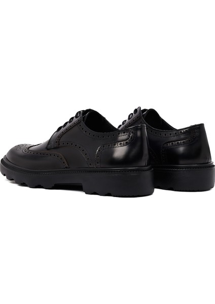 Erkek Siyah Kalın Tabanlı Deri Casual Ayakkabı 25WFD671522 indirimleri