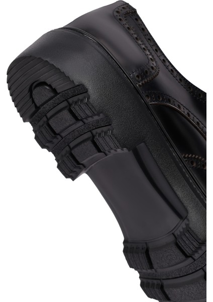 Erkek Siyah Kalın Tabanlı Deri Casual Ayakkabı 25WFD671522