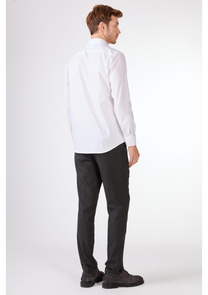 Beyaz Pamuk Regular Fit Uzun Kol Erkek Gömlek modelleri