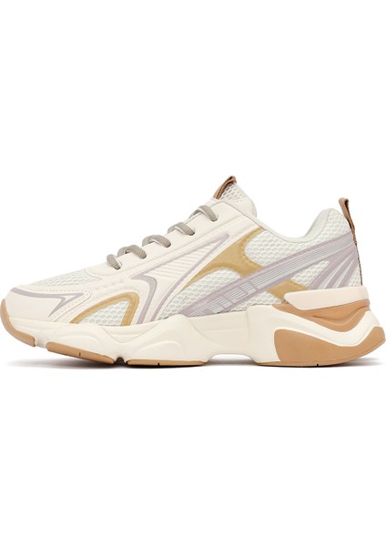 Kadın Krem Bağcıklı Kalın Tabanlı Sneaker 25AFD431114 fiyatları