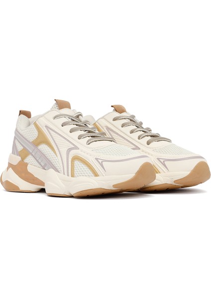 Kadın Krem Bağcıklı Kalın Tabanlı Sneaker 25AFD431114 modelleri