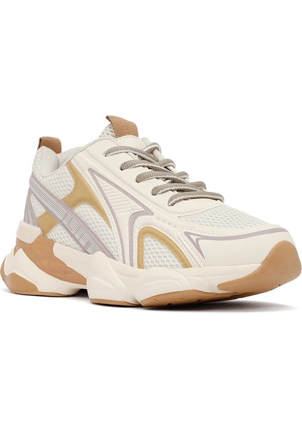 Kadın Krem Bağcıklı Kalın Tabanlı Sneaker 25AFD431114