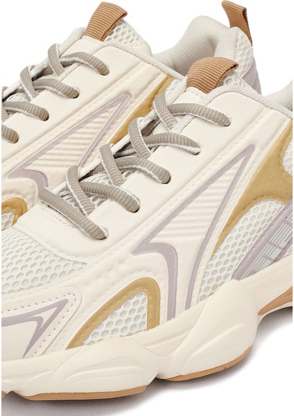 Kadın Krem Bağcıklı Kalın Tabanlı Sneaker 25AFD431114