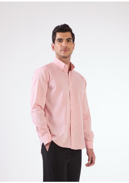 Kırmızı Erkek Regular Fit Düz Brent Düğmeli Yaka Uzun Kol Gömlek fiyatları