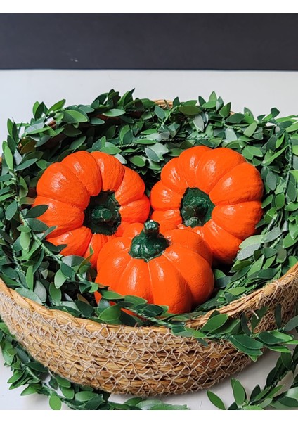 Dekoratif Balkabağı 3'lü Set, Turuncu El Yapımı, Ev Dekoru, Masa Dekoru, Obje, Biblo fiyatları